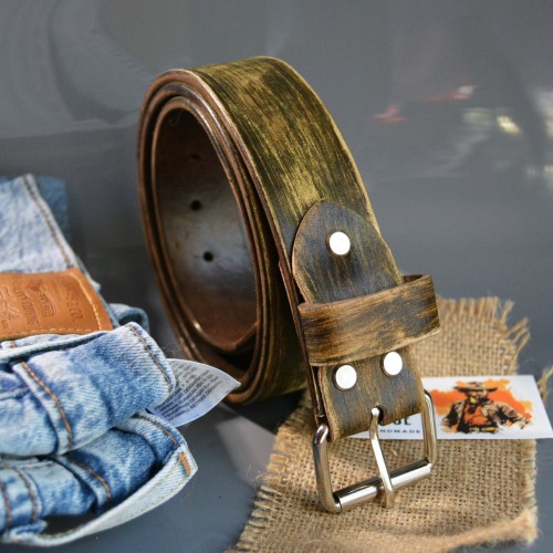 Ремень мужской, джинсовый Jeans Buffalo Grunge из кожи растительного дубления Rg196.1